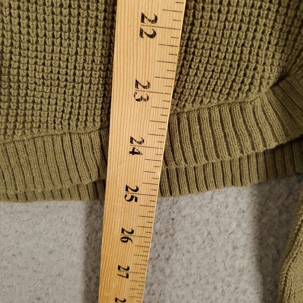 Ralph Lauren Waffle Knit Hoodie Womens Medium Green Hooded Pullover Drawstring - Picture 3 of 11